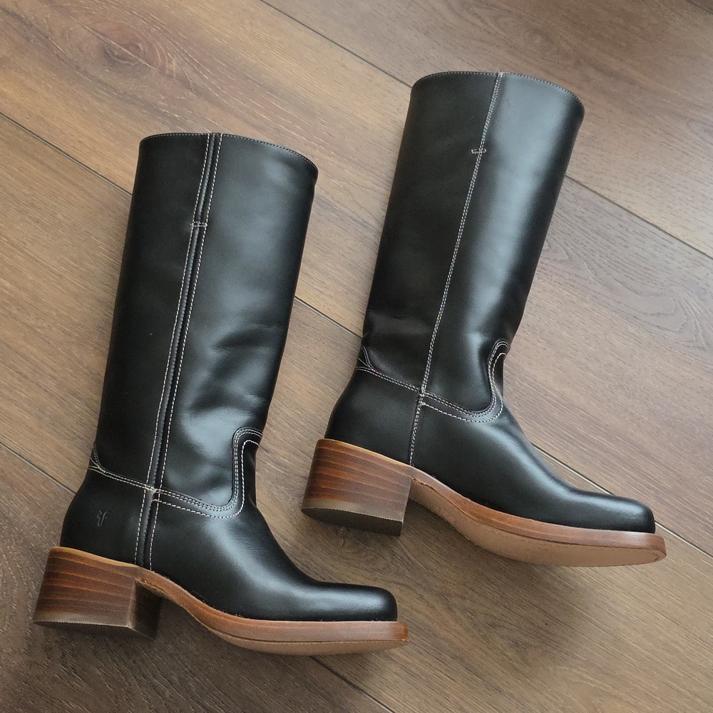 Frye Black Leather Heeled Boots - Picture 2 of 15